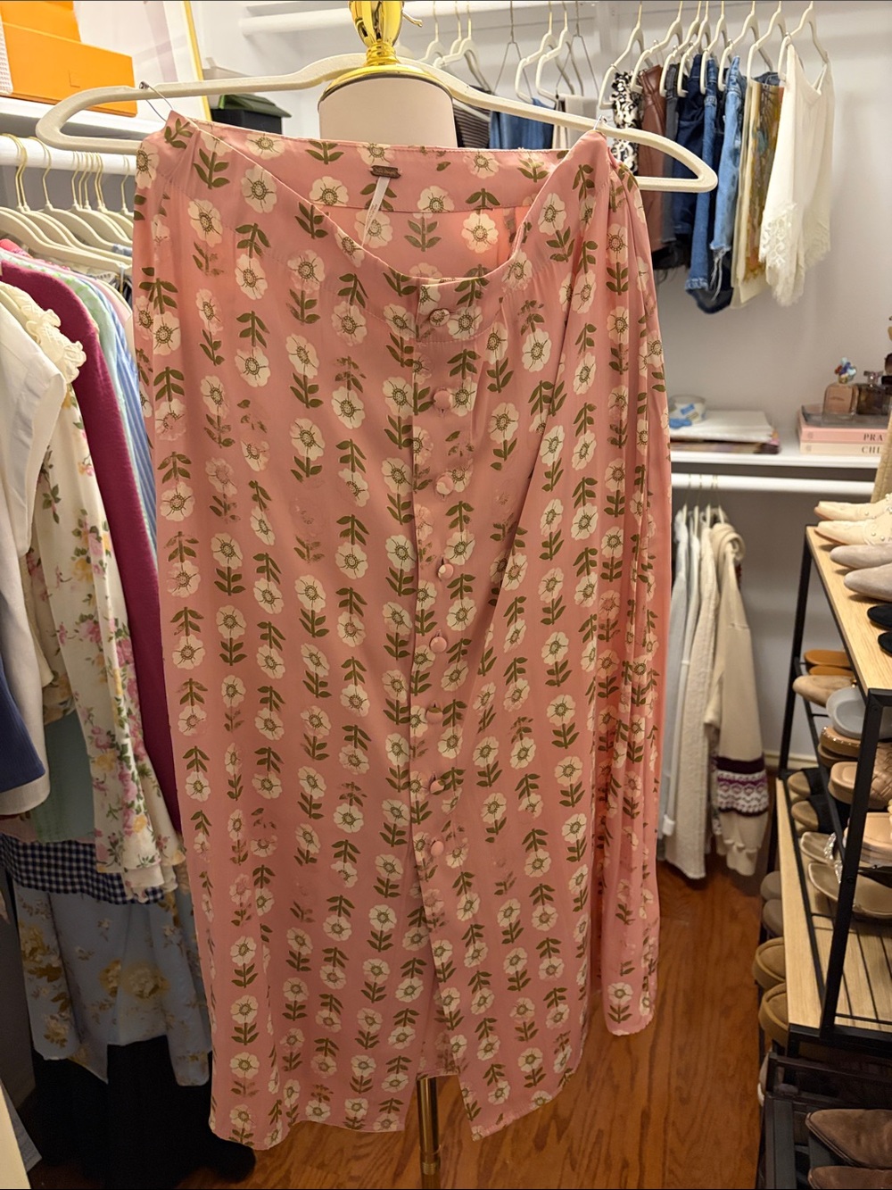 Free People Analise Printed Midi Skirt in Pink (Used Like New) - Picture 5 of 8